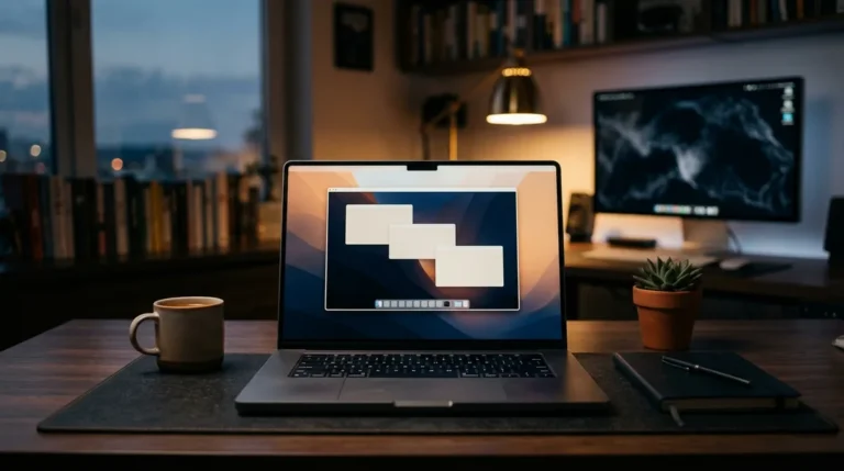 Notebook em home office mostrando na tela a área de trabalho de outro computador