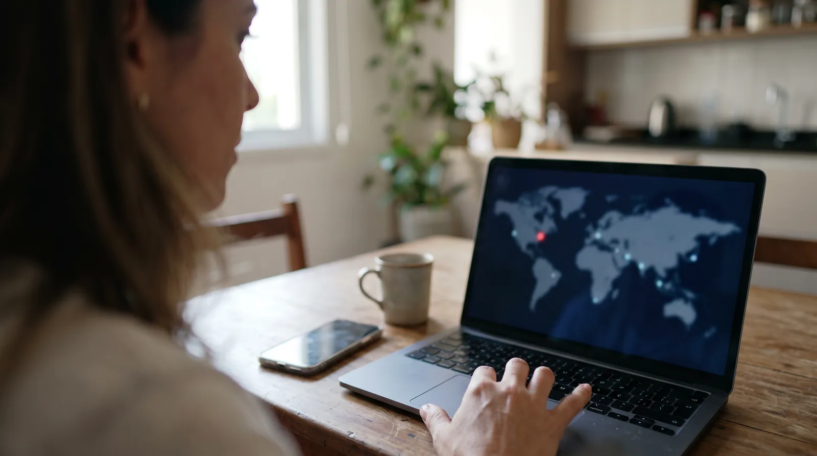 Notebook mostrando mapa com pontos de acesso e um local suspeito em vermelho, checagem da atividade recente da conta de email